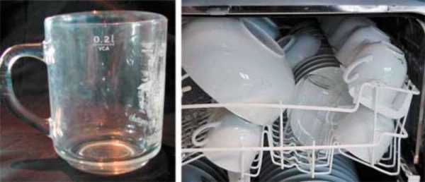 Почему после посудомойки на посуде налет. Белый налет на посуде и в посудомоечной машине. Белый налет на стаканах после посудомойки. Налёт на посуде после посудомойки. После посудомойки посуда в белом налете.