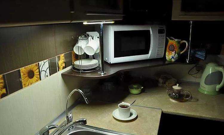 Микроволновка на кухне — куда ее поставить? обзор практичных идей по дизайну +80 фото