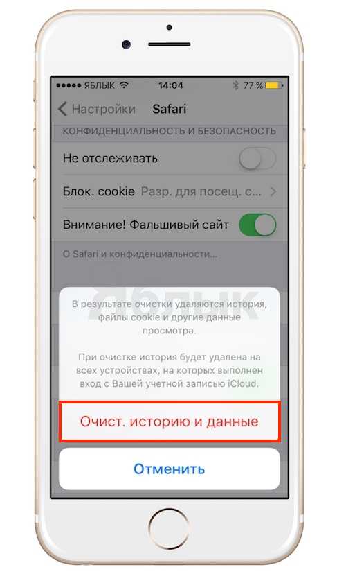 Как удалить историю в сафари на айфоне